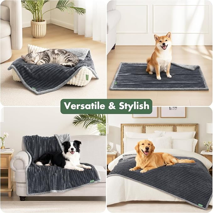 Waterproof Twin Blanket for Bed - Washable Large Dog Blankets for Bed Protector, Thick Cozy Fleece Calming Pet Blankets for Indoors & Outdoors, Dark Grey, 60"x80" - Image 5