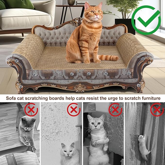 Sofa Shaped Scratching Couch,Thick Scratching Cardboard, Lounge Bed for Indoor Rest&Play, Sofa Scratcher Pad (23 "L X 12.2" W X 10.6 "H) - Image 3