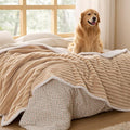 Bedsure ComfyFleece™ Waterproof Blanket for Bed, Twin（60"x80"） Tuscan Beige | Soft Plush Couch Bed Cover Corduroy Fleece for Furniture Protector, Cozy Calming Reversible Dog Blankets for Large Dogs Pet by Unknown