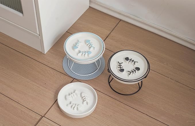 Ceramic Elevated Slow Feeder Cat Bowl, Anti Vomit, Removable Dish, Black | Removable Ceramic Bowl Slow Feeder Anti Vomit Whisker-Friendly Wet & Dry Food - Image 7
