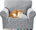 YEMYHOM 1 Piece Stretch Chair Sofa Slipcovers Couch Covers for 1 Seat, Jacquard Armchair Covers with Non-Slip Elastic Bottom, Thickened Furniture Protector for Dogs Pets kids (Small, Light Gray） by YEMYHOM