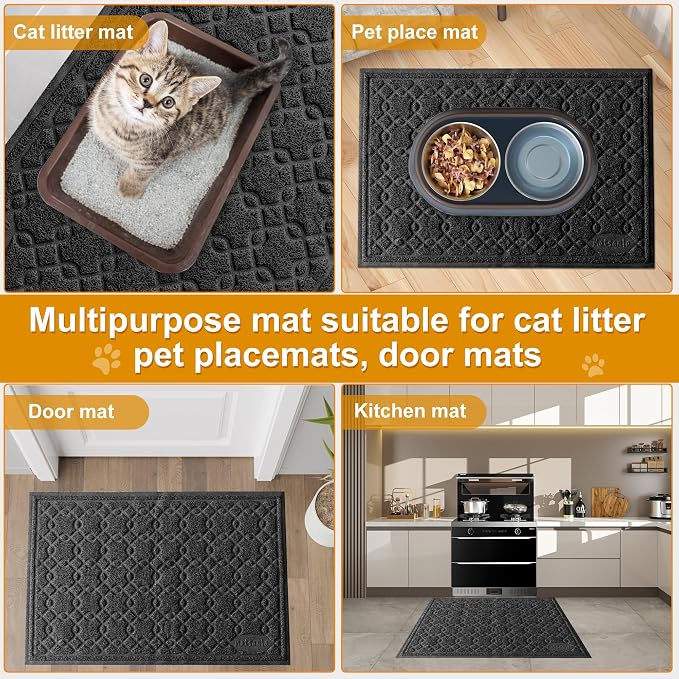 Cat Litter Box Mat, 35" x 24" Large Kitty Litter Trapping Mat Keep Floor Clean, Litter Box Mat Scatter Control, Waterproof, Easy to Clean, Durable Large Size Litter Mats for Floor - Image 7