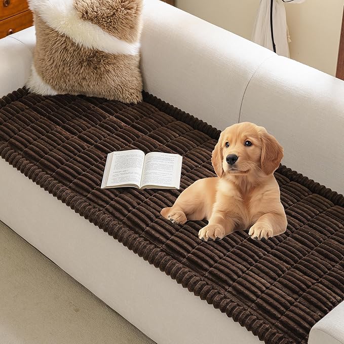 MYSKY HOME Couch Covers for Dogs, Sofa Cover for 3 Cushion Sofa, Chococlate | 27.6" x 70.9" Sofa Covers for Pets Washable, Soft Non-Slip Sofa Slipcovers, Furniture Protector Covers, Pet Friendly by MYSKYHOME