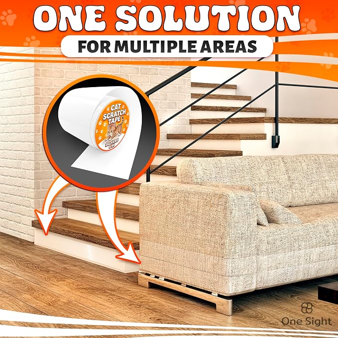 One Sight Single Sided Anti Scratch Cat Tape for Furniture, Clear PVC | Cat Scratch Furniture Protector for Couch, Carpet & Door Protection, Residue-Free, Easy Application, 4 In x 30 Yards - Image 9