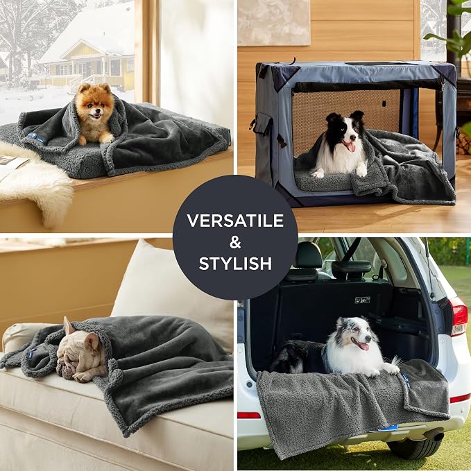 Bedsure Self Warming Dog Blankets for Medium Dogs Waterproof - 30"X40" Grey | Soft Plush Sherpa Fleece Cat Puppy Blanket Washable for Couch Protector Reversible, Cozy Calming Throw Warm for Pet - Image 5