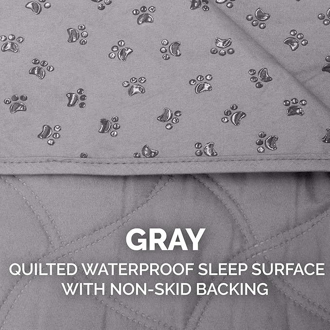 Furhaven Waterproof & Non-Slip Full Size Mattress Cover Protector for Dogs & Cats, Washable, For Beds, Couches, & Car Seats - Quilted Twill Blanket Mattress Cover - Gray, Medium/Full Size - Image 6