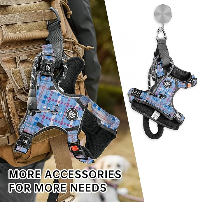 NESTROAD No Pull Dog Harness with Leash, Reflective No Choke Pet Vest Harness,Adjustable Soft Padded Dog Harness with Easy Control Handle for Large Dogs(Checkered Blue,Large) - Image 6
