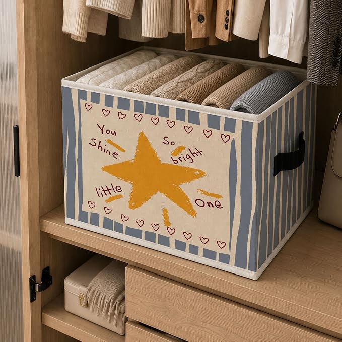 Positive Affirmations Storage Bins Box with Handles, Inspirational Collapsible Storage Basket, Stars Foldable Basket for Organizing Playroom Nursery Toys Books Clothes - Image 6