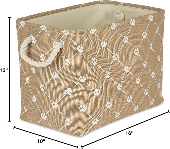 Bone Dry Pet Storage Paw and Bone, Trellis Collection, Medium Rectangle, 16x10x12, Taupe - Image 9