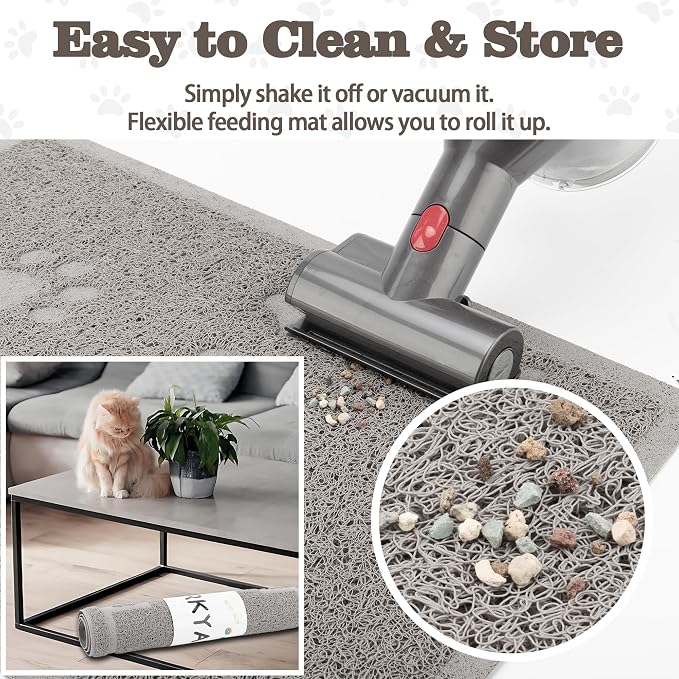 Darkyazi Cat Litter Box Mat for Floor Litter Trapping Mat Non-Slip Backing, Scatter Control, Easy Clean, Water Resistant, Soft on Paws (15.75" x 11.75",Gray Sand) - Image 6