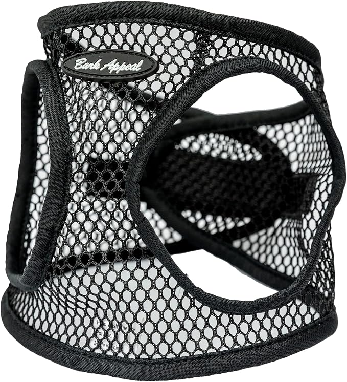 Bark Appeal Black Netted Step-in Dog Harness for X-Large to 2X-Large Sized Pets – Updated Sizing, Remeasuring is Essential – Soft Netted Mesh – Anti-Choke with Adjustable Strap & Heavy Duty Clip – XXL by BarkAppeal