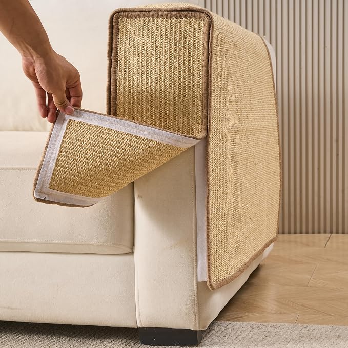 SHENGOCASE Cat Sisal Scratch Pad, Couch Sofa Armrest Protector, Scratcher Cover for Couch Corner, Scratching Post (6.3") - Image 5