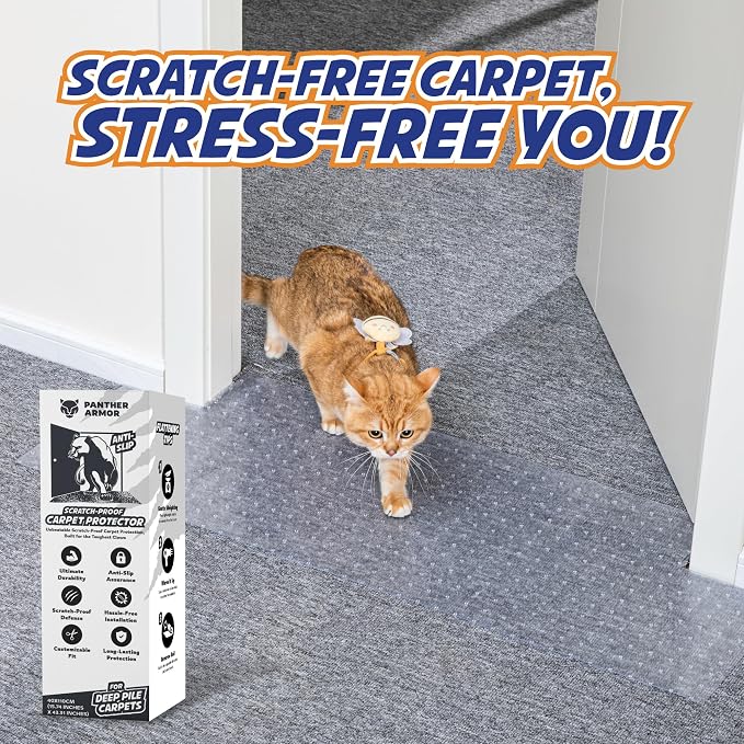 Panther Armor Cat Carpet Protector for Deep Pile, Runner Mat 16 x 43 in | Stops cats scratching deep pile carpet. Door edge protector and plastic runner mat - Image 6
