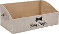 Morezi Linen-cotton blend dog toy basket and dog toy box, dog toy basket storage - Perfect for organizing pet toys, blankets, leashes, chew toys - Khaki Stripe - Dog by Morezi