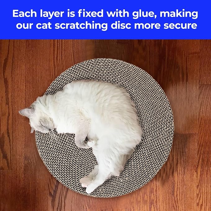 Round Cat Scratcher Refill - 10 Inch Diameter, 7/8 Inch Thickness - Cardboard Cat Scratcher Scratching Board Replacement Pads (2pcs) for Indoor Cats (Pack of 2) - Image 3