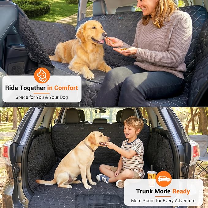 Meginc 56" Dog Seat Cover for Back Seat, Scratch Resistant Hammock for Car | 600D Waterproof Oxford Protector with Mesh Window,Side Flaps and Non-Slip Backing Pet Seat for SUVs and Mid-Siz e Cars - Image 5