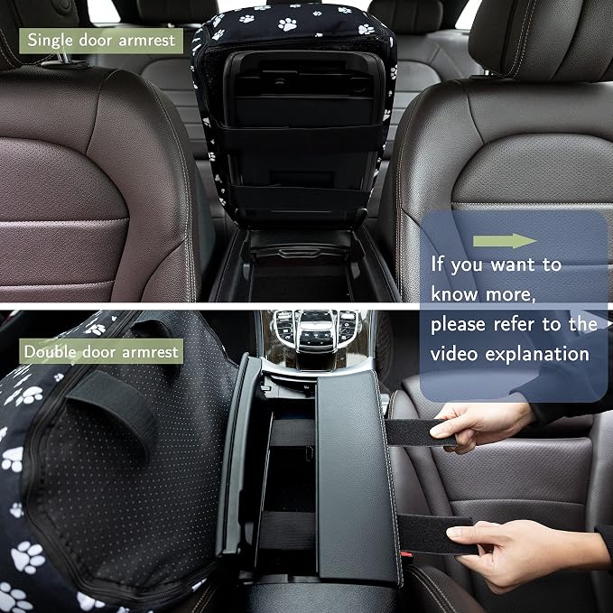 Center Console Dog Car Seat for Medium Dogs, Black | Anti-Collapse Armrest Booster, Soft Cushion, Safety Belt - Image 3