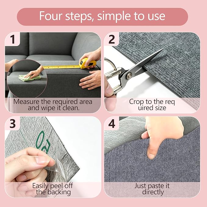 4Pcs Grey Cat Scratch Protector,11.8"x15.8" 4mm Scratch Pad for Cats | Trimable Cat Scratchers for Indoor Cats, Easy Peel Tab Self-Adhesive Guards for Couch Sofa Wall Cat Tree & Cat Wall Furniture - Image 3
