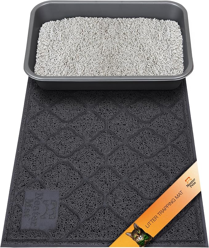 Neater Pets Neater Mat Cat Litter Mat, Thick & Durable Cat Mat for Litter Box, Trapper Pad Catches Mess to Protect Indoor Floors, Soft on Kitty Paws, Anti-Skid Grip Backing, Easy to Clean, Black by NeaterPetBrands