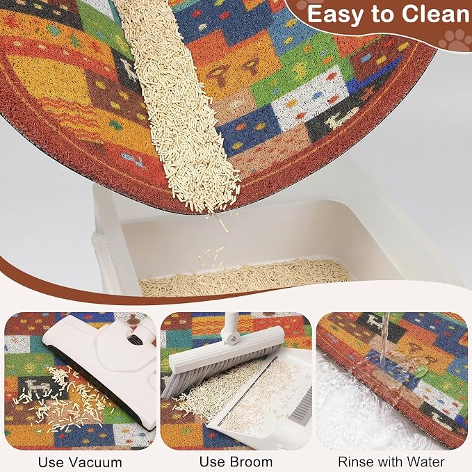 Bienbee Cat Litter Mat, 24" x 15" Dense Trapping Mesh for Litter Boxes | Litter Box Mat with PVC Mesh, Waterproof &Urineproof, Non-Slip Grip, Soft On Kitty Paws and Easy to Clean to Protect Floor - Image 6