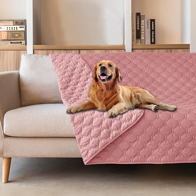 gogobunny 3X Stronger Waterproof Pet Blanket, Scratch Proof Furniture Protector for Dogs Cats, Reversible Cover 82x102 Inch, Dark Pink/Light Pink by gogobunny