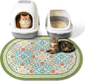 Cat Litter Mat, 33"x22" High Density PVC Litter Trapping Mat, Non-Slip, Waterproof & Urine-Proof Litters Catcher Mats, Keep Floor Clean, Soft on Kitten Paws, Cat Essentials Bean Green by Yigerlee