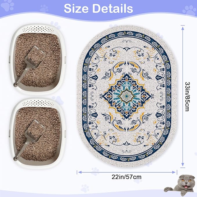 Bienbee Cat Litter Mat, 33" x 22" Dense Trapping Mesh for Litter Boxes | Litter Box Mat with PVC Mesh, Waterproof &Urineproof, Non-Slip Grip, Soft On Kitty Paws and Easy to Clean to Protect Floor - Image 6