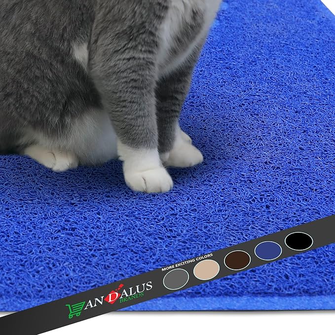 Andalus Extra Large Cat Litter Mat, Pack of 1 - Waterproof, Non-Slip & Easy to Clean Cat Litter Box Mat for Extra Efficient Pet Litter-Trapping, Blue (35” X 23”) - Image 8