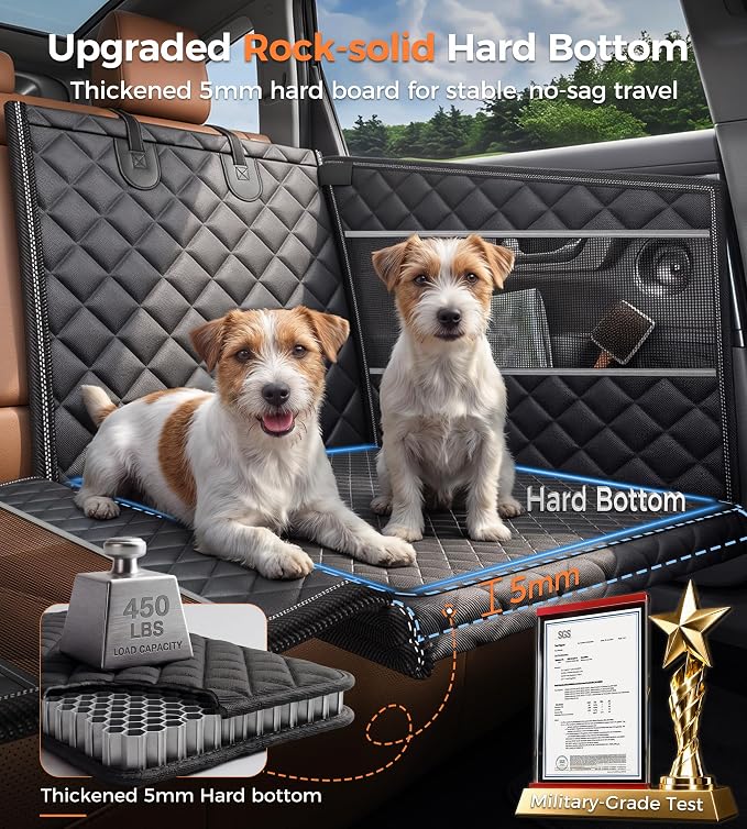 Doglike UNBREAK Hard Bottom Dog Car Seat for Back Seat Passenger Frinedly | [Military-Grade Protection], 450LB Ultra-Support Back Seat Extender for Dogs Carseat, Waterproof Pet Carseat L Size - Image 4