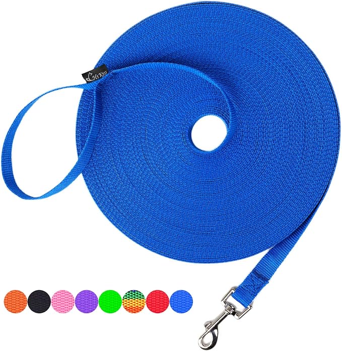 Hi Kiss Dog/Puppy Obedience Recall Training Agility Lead - 15ft 20ft 30ft 50ft 100ft Training Leash - Great for Training, Play, Camping, or Backyard Blue 50 Feet by HiKiss
