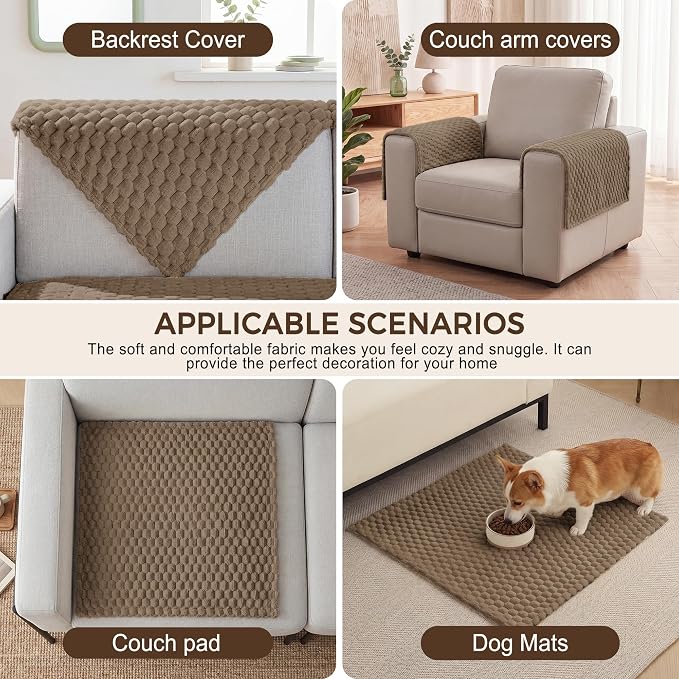 Foxdecor Couch Arm Covers for Sofa Arm Chair Covers Set of 2 | Sofa Arm Covers Cat Scratch Resistant Couch Protectors, Washable Armrest Cover Furniture Arm Covers, Chocolate 18x24 in - Image 5