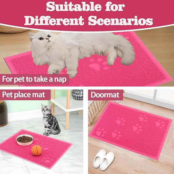 Darkyazi Cat Litter Box Mat for Floor Litter Trapping Mat Non-Slip Backing, Scatter Control, Easy Clean, Water Resistant, Soft on Paws (15.75" x 11.75",Rose red) - Image 7