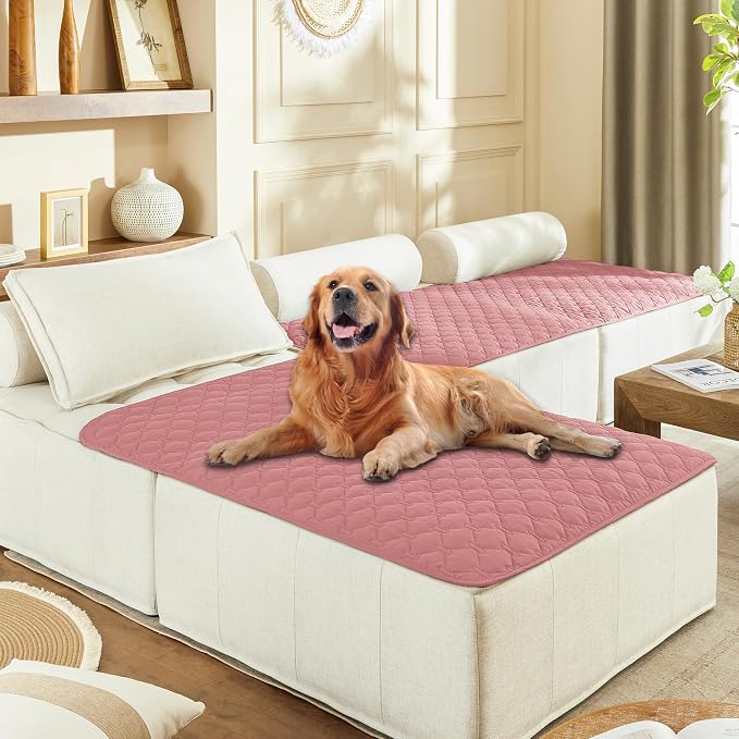 gogobunny 3X Stronger Waterproof Pet Blanket, Scratch Proof Furniture Protector for Dogs Cats, Reversible Cover 40x50 Inch, Dark Pink/Light Pink by gogobunny