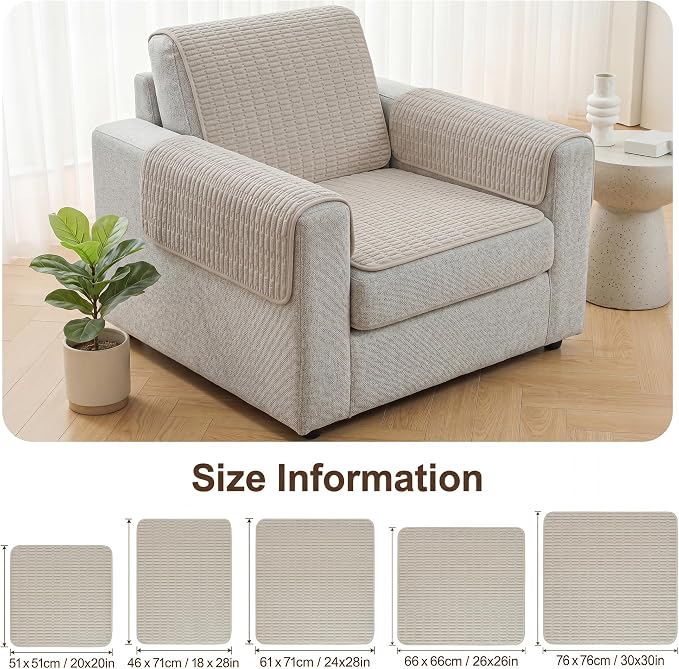 Foxdecor Couch Arm Covers for Sofa Arm Chair Covers Set of 2 | Sofa Arm Covers Cat Scratch Resistant Couch Protectors, Washable Armrest Cover Furniture Arm Covers, Brown 24x28 in - Image 6