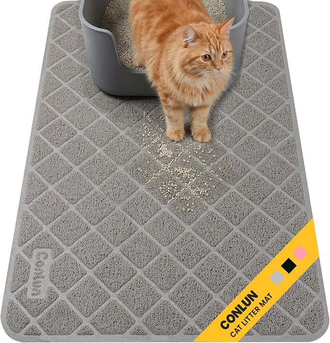 Conlun Cat Litter Mat Litter Trapping Mat, 40" x 28" Premium Durable PVC Grid Mesh with Scatter Control, Non-Slip, Less Waste Cat Litter Box Mat, Soft on Kitty’s Paws, Urine Waterproof by Conlun