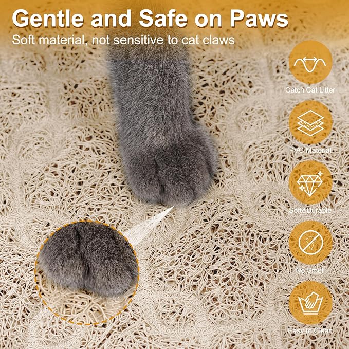 Cat Litter Box Mat, 35" x 24" Large Kitty Litter Trapping Mat Keep Floor Clean, Litter Box Mat Scatter Control, Waterproof, Easy to Clean, Durable Large Size Litter Mats for Floor - Image 4