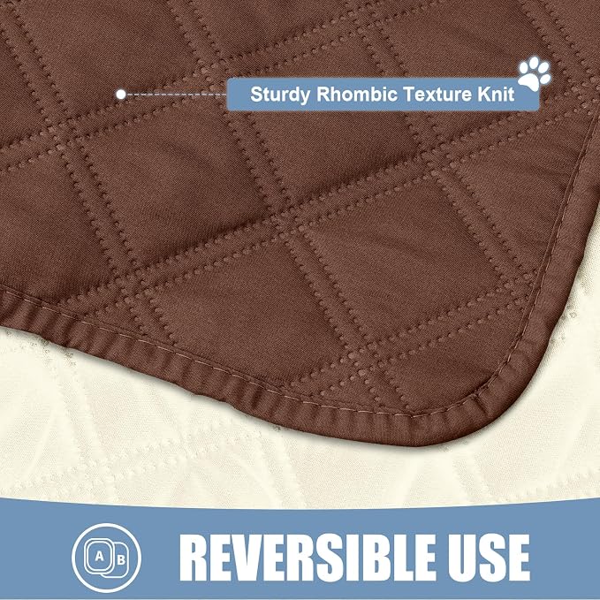 Smiry Waterproof Reversible Pet Couch Covers for Dogs | Pet Friendly, Soft Fabric, Washable Sofa Furniture Protector for Dogs Cat Kids, Checkered (40"x90", Brown/Beige) - Image 4