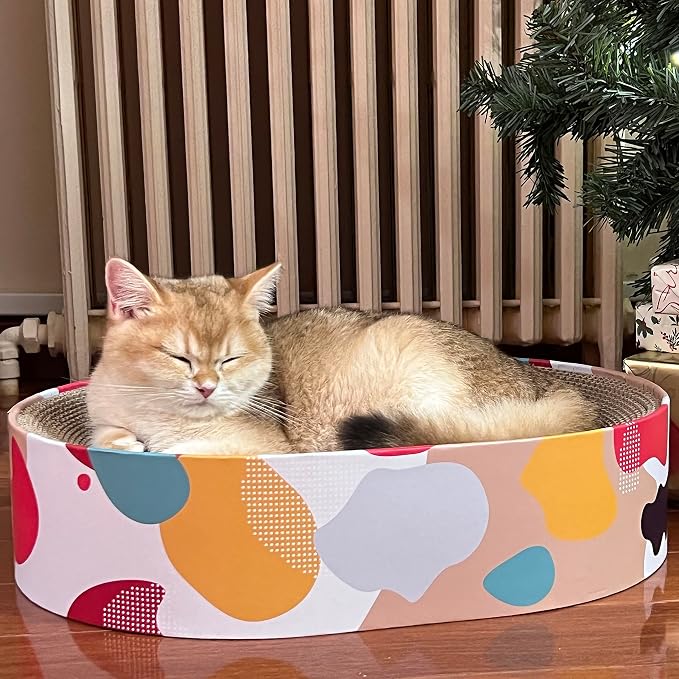 Cat Scratcher Lounge Bed - Lounge Couch for Indoor Cats Oval Shape 17"x13" Long Lasting Furniture - Image 8