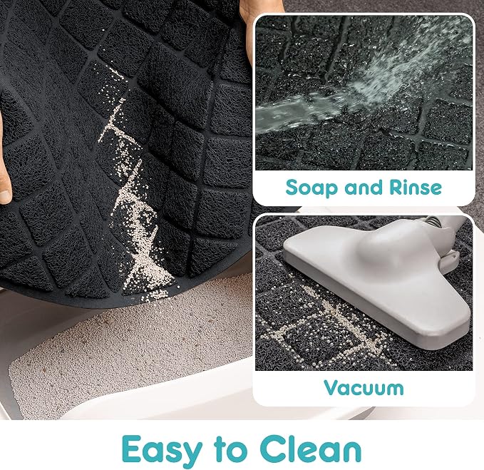 Conlun PVC Cat Litter Mat 24" x 15" Inch Black, Non-Slip, Less Waste Cat Litter Box Mat, Soft on Kitty’s Paws, Urine Waterproof - Image 5