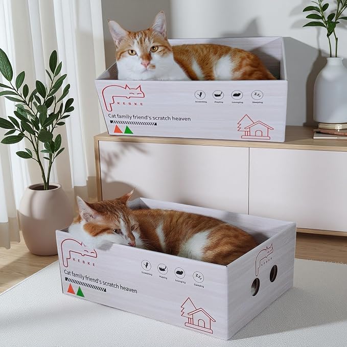 Cat Scratcher 24 Inch Cat Scratching Sofa Bed & 16" Lounge Box with Scratch Pad - Durable Cat Scratchers for Indoor Cats to Protect Your Furniture - Image 6
