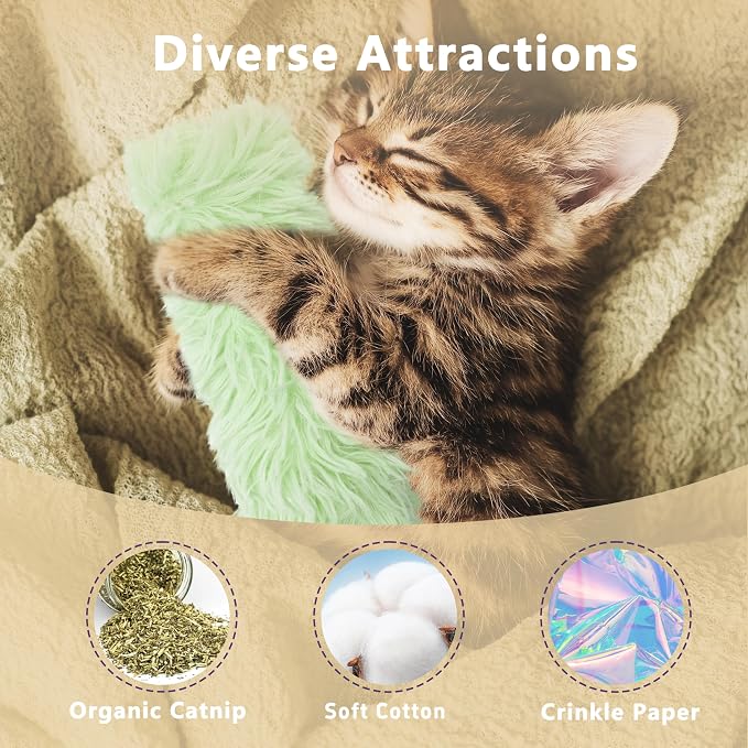 3 Pack Catnip Toys,Soft and Durable Cat Pillows Toys, Funny cat Toy | Crinkle Sound Catnip Toys,Indoor Interactive Cat Kicker Toy, Companion Toys for Cats, Cat toys for indoor cats (Gray Set) - Image 3