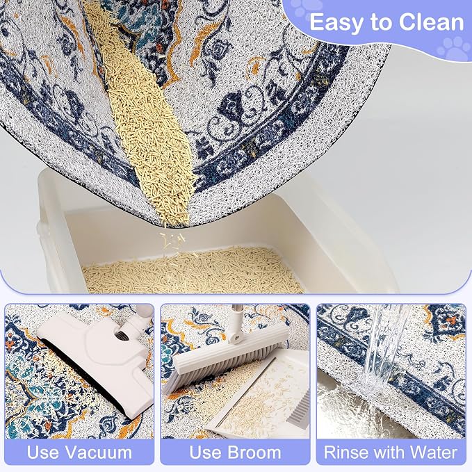 Bienbee Cat Litter Mat, 33" x 22" Dense Trapping Mesh for Litter Boxes | Litter Box Mat with PVC Mesh, Waterproof &Urineproof, Non-Slip Grip, Soft On Kitty Paws and Easy to Clean to Protect Floor - Image 4