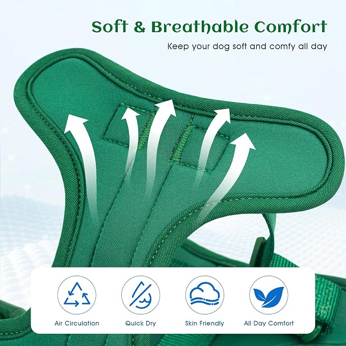 Wisedog No Pull Dog Harness, Pine Green, Small | Lightweight, Adjustable Breathable Pet Vest, Soft & Comfortable Cushion, Small Medium Large Dogs - Image 2