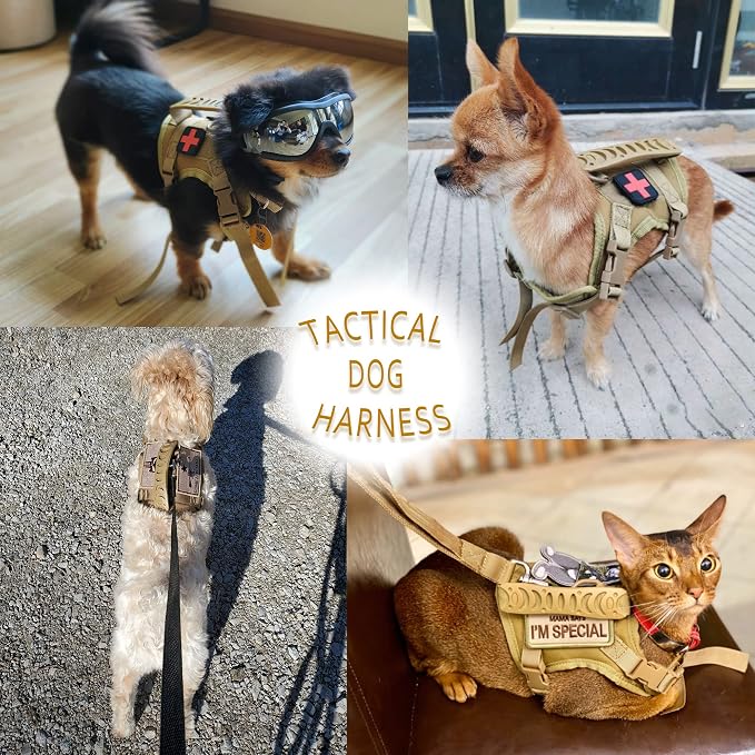 Tactical Dog Harness Tactical Puppy Vest with Rubber Handle K9 Military Adjustable Pet Vest Harness for Outdoor Training XS Dog Harness (Camouflage Harness) - Image 7