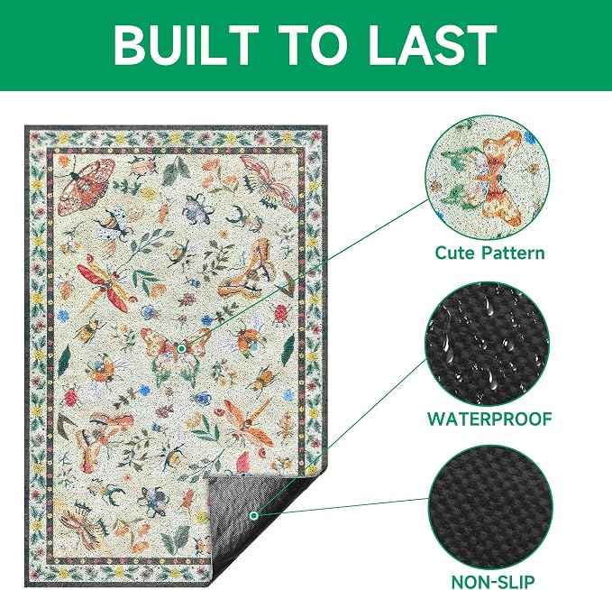 Cat Litter Mat, 35" x 23" Litter Mat, Traps 100% Cat Litter, Non-Slip Litter Box Trapping Mat, Cute Decor Mat, Easy Clean for Scatter Control, Waterproof Urine Protection - Image 4
