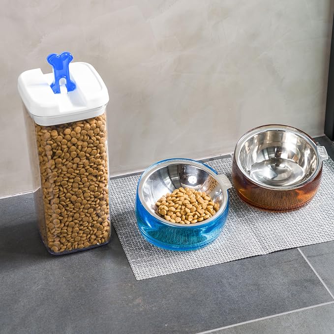 Felli Pet Oblik Acrylic Raised Dog Food Water Bowl Stainless Steel Slanted Oval Dish for Short Leg Puppy & Small Medium Pet, Elevated Tilted Metal Feeder (Shadow, 1.5 Cups Oval Dish) - Image 9