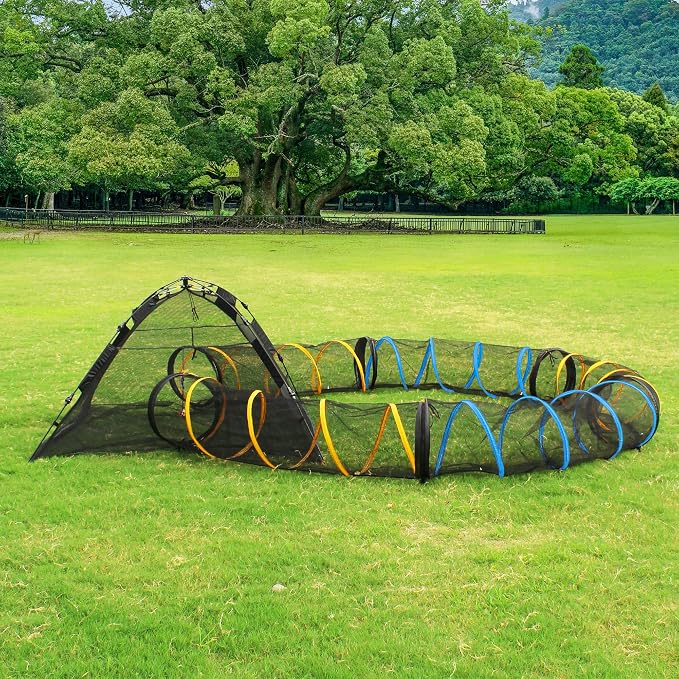 Cat Play Tunnel-for Indoor and Outdoor, Cat Play House, Cat Enclosures Easy to Connect with Two Zipper Doors,Product Size 67'' x 18'',2pcs /Set,Orange and Blue 2 Packs - Image 4