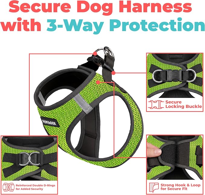 Voyager Step-in Air Dog Vest Harness - Lime Green 2-Tone, Large | 18- 20.5" in Chest, Reflective Bands, All Weather Breathable Air Mesh, Cats Compatible, Lightweight, Fast Drying - Image 2