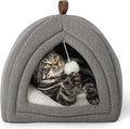 Bedsure 2in1 Cat Beds for Indoor Cats Cave for Kitten with Washable Pillow | 16in, Cat House for Small Pet, Covered Cat Tent, Foldable Hideaway, Fluffy Ball, Anti Slip Bottom, Removable Cushioned ,Grey by Unknown