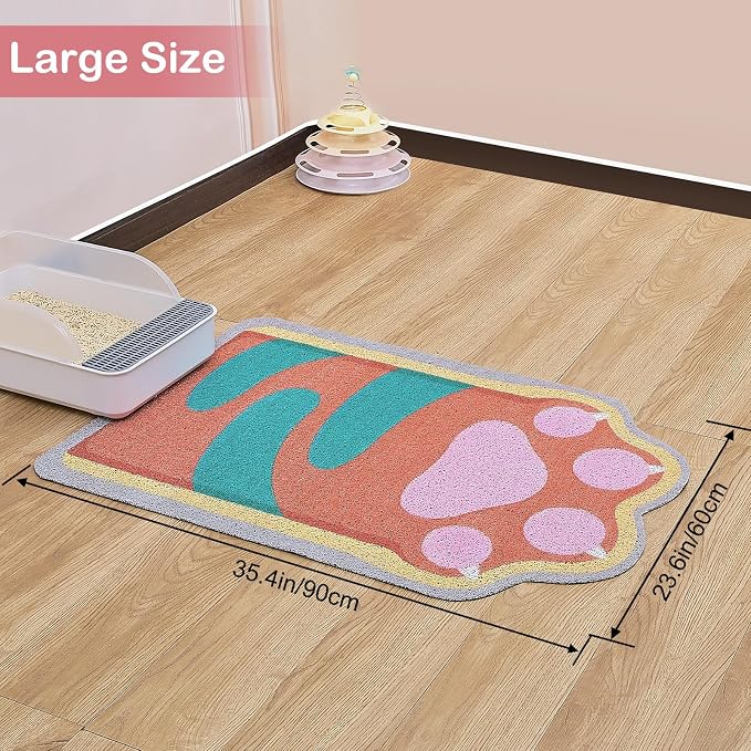 Unicorn Catcher Large Cat Litter Mat, 33.5"x22.4" Litter Trapping Mat | Kitty Litter Mat With Soft PVC Loop Mesh And Non-Slip Backing For Easy-Clean Floor Protection And Home Decor - Image 4